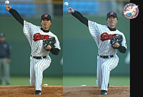 4월 28일 삼성전 더블헤더 2차전 선발 투수 이상목 선수의 모습