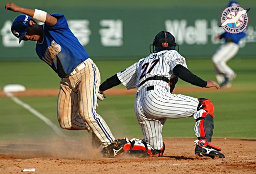 4월 28일 삼성전 더블헤더 1차전 최기문 선수의 모습