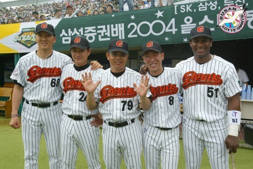 7월17일 올스타전/ 2004 올스타전에 참가한 롯데 양상문감독과,정수근,손인호,염종석,페레즈선수